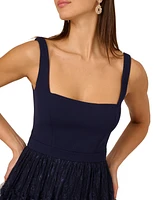 Adrianna by Papell Women's Crepe and Lace Midi Dress