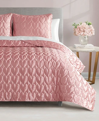 Juicy Couture Satin Heart Stitched Pc. Quilt Set