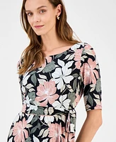 Kasper Women's Printed Elbow-Sleeve Midi Dress, Regular & Petite