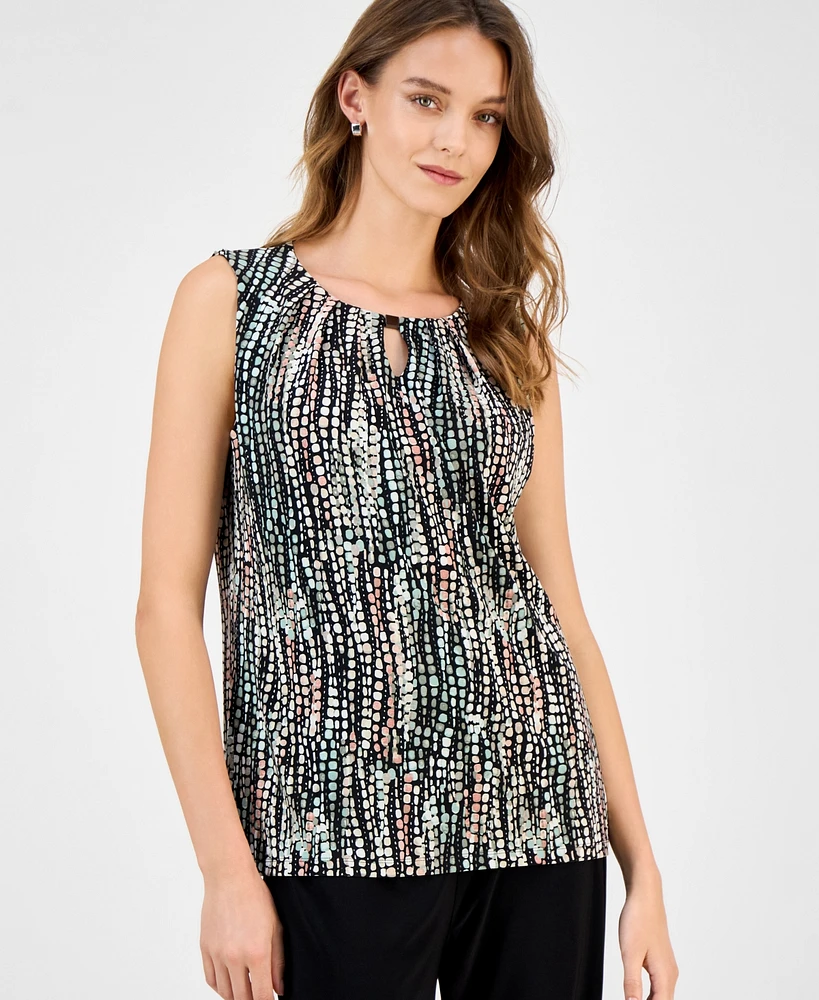 Kasper Women's Printed Keyhole Sleeveless Top, Regular & Petite
