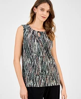 Kasper Women's Printed Keyhole Sleeveless Top, Regular & Petite