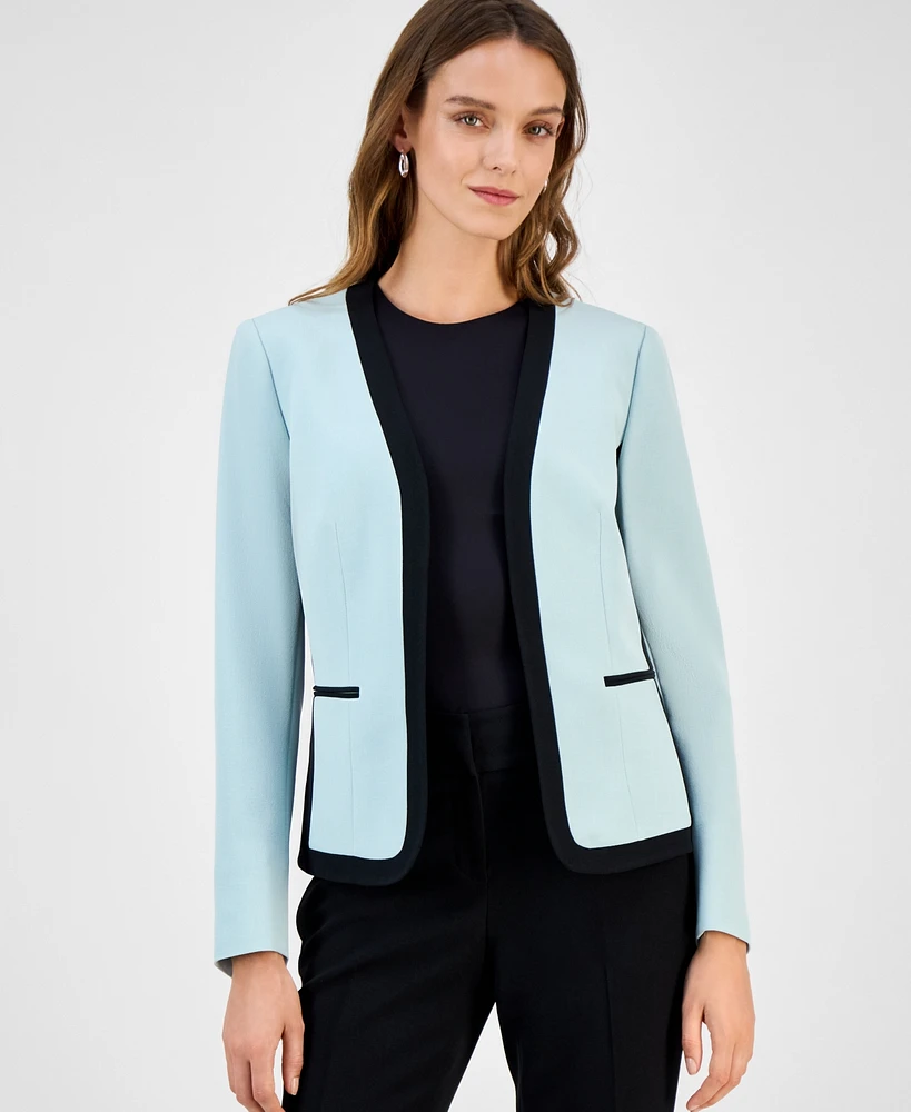 Kasper Women's Contrast-Trim Open-Front Blazer