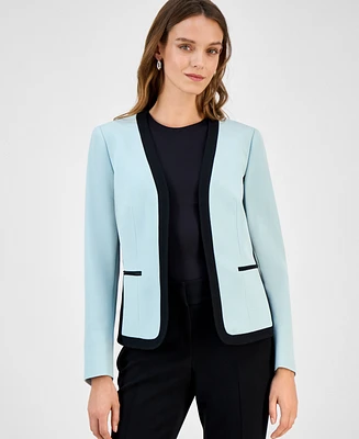 Kasper Women's Contrast-Trim Open-Front Blazer