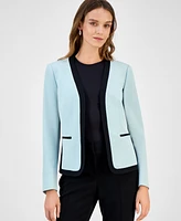 Kasper Women's Contrast-Trim Open-Front Blazer
