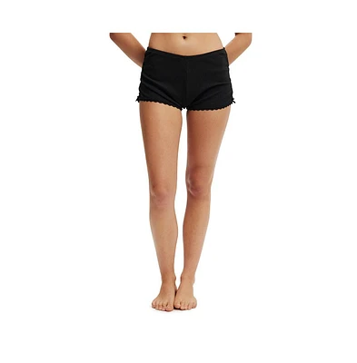 Cotton On Women's Rib Lace Ruched Boyshort