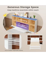 Bed Frame with Storage Headboard and Nightstands-Twin Size