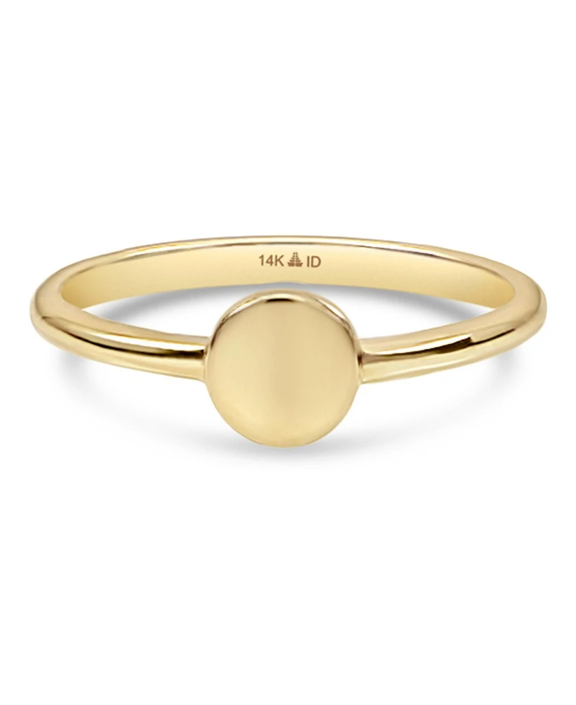 Devata Round Disc Ring in 14K Gold, Size 8, approx. 2.1 grams
