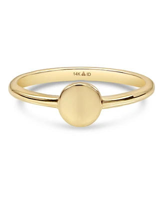 Devata Round Disc Ring in 14K Gold, Size 8, approx. 2.1 grams