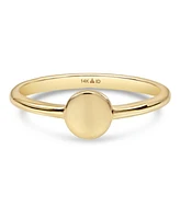 Devata Round Disc Ring in 14K Gold, Size 8, approx. 2.1 grams