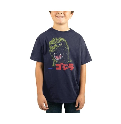 Godzilla Boys Youth Monster Movie Navy Graphic Tee-Medium