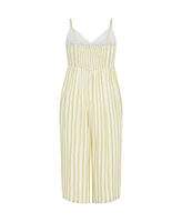 City Chic Plus Lara Stripe Jumpsuit