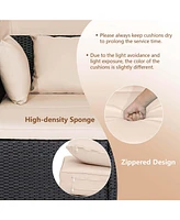 Patio Rattan Daybed Lounge Retractable Top Canopy Side Tables Cushions