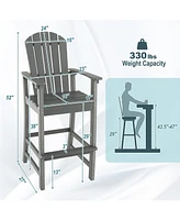 30 Inches Counter Height Outdoor Hdpe Bar Stool with Armrests and Footrest