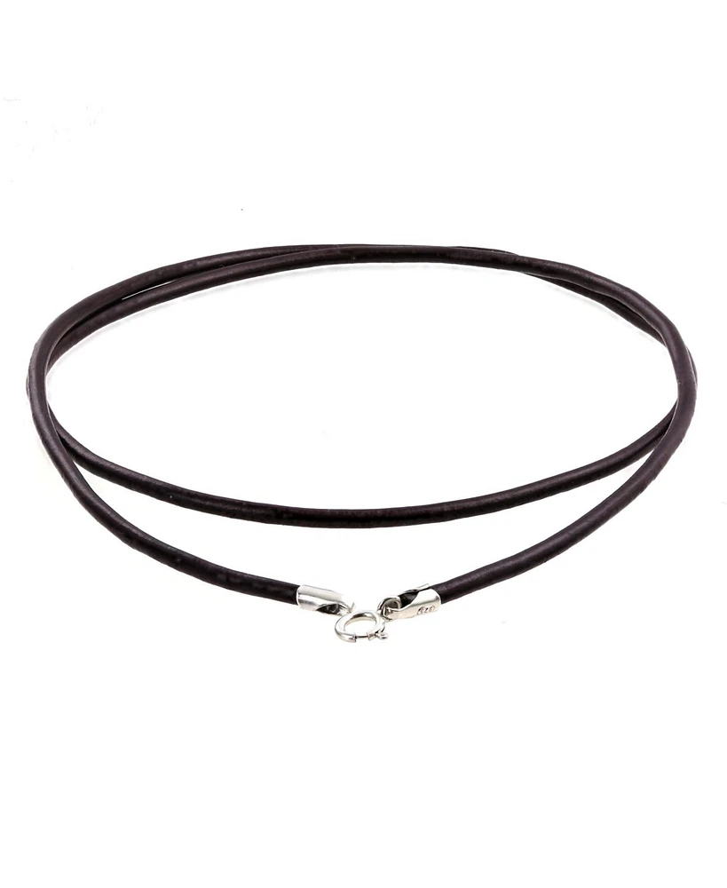 Bling Jewelry Smooth Brown Black Leather Cord Necklace .925 Sterling Silver Clasp