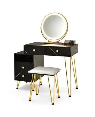 Modern Dressing Table with Storage Cabinet-Black