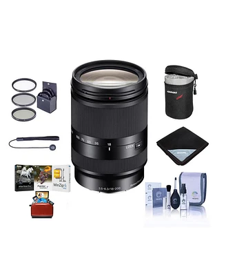 Sony E 18-200mm f/3.5-6.3 Oss Le Lens for Sony E, Bundle with ProOptic 62mm Filter Kit, Soft Lens Case, Lens Wrap, Cleaning Kit, Lens Cap Tether, Mac
