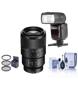 Sony Fe 90mm f/2.8 Macro G Oss Lens, Bundle with Flashpoint Zoom Li-on R2 Ttl On-Camera Flash Speedlight, 62mm Filter Kit, Cleaning Kit