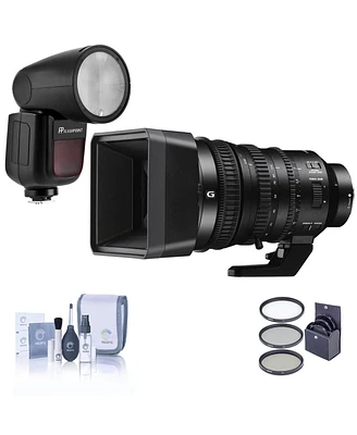 Sony E Pz 18-110mm f/4.0 G Oss Lens for Sony E, Bundle with Flashpoint Zoom Li-on X R2 Ttl On-Camera Round Flash Speedlight, 95mm Filter Kit, Cleaning