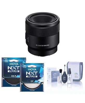 Sony Fe 50mm f/2.8 Macro Lens for Sony E, Bundle with Hoya 55mm Uv+Cpl Filter Kit, Cleaning Kit
