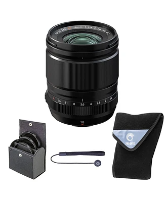 Fujifilm Xf 18mm f/1.4 R Lm Wr Prime Lens, Bundle with 62mm Digital Essentials Filter Kit and 15x15" Lens Wrap