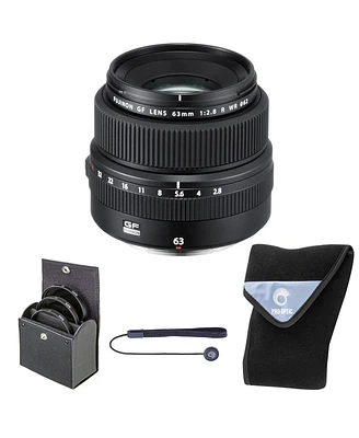 Fujifilm Gf 63mm f/2.8 R Wr Lens, Bundle with 62mm Digital Essentials Filter Kit and 15x15" Lens Wrap