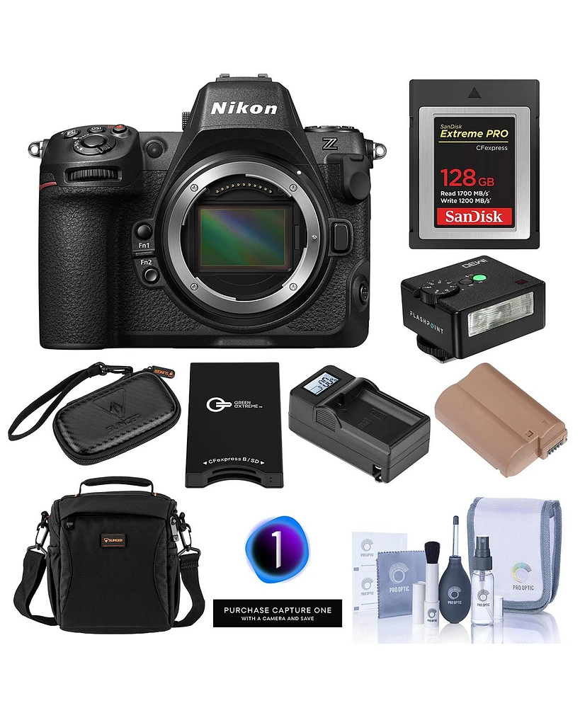 Nikon Z8 Mirrorless Camera, Bundle with 128GB Memory Card, En-EL15c Battery, Charger Kit, Memory Card Wallet, Capture One Pro Prepaid Subscription, Cl
