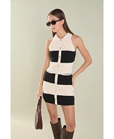 endless rose Women's Striped Crochet Knit Dress