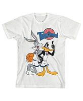 Space Jam Boys Tune Squad Bugs And Daffy White T-shirt-x-Large