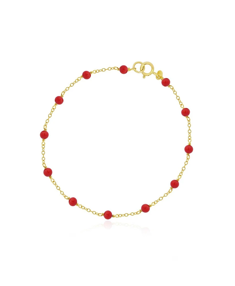 The Lovery Coral Bead Chain Bracelet 14K Gold
