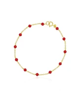 The Lovery Coral Bead Chain Bracelet 14K Gold