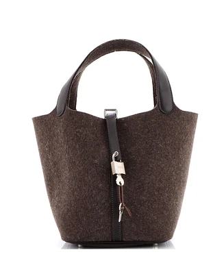 Pre-Owned HERMES Mm Picotin Lock Bag Felt with Leather