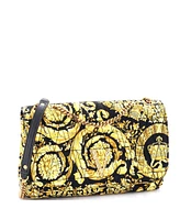 Pre-Owned Versace Medium Virtus Chain Flap Shoulder Bag Barocco Print Silk