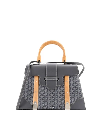 Pre-Owned Goyard Mm Saigon Top Handle Bag Coated Canvas with Leather