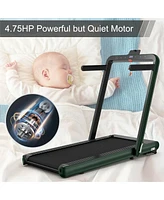 4.75HP 2 In 1 Folding Treadmill with Remote App Control-Green
