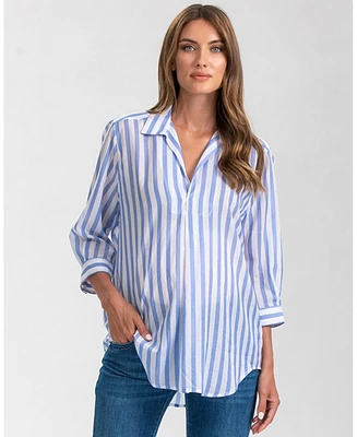 Pietro Brunelli Maternity Classic Collared 3/4 Sleeve Blouse Panarea