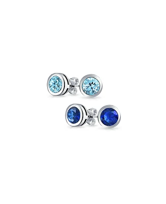 Bling Jewelry Set of 2 Simple Martini Bezel Set Cz Stud Earrings Gold Plated Sterling Silver