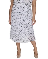 Calvin Klein Plus Size Pleated Dot-Print Skirt