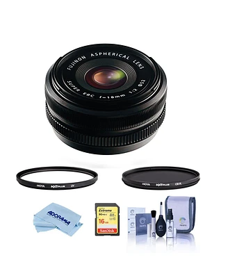 Fujifilm Xf 18mm f/2.0 Lens, Bundle with Hoya Nxt Plus 52mm Cpl Filter, 52mm Uv Lens Filter, 32GB Sdhc Card, Cleaning Kit, Microfiber Cloth