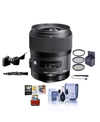 Sigma 35mm f/1.4 Dg Hsm Art Lens for Nikon F, Bundle with ProOptic 67mm Filter Kit, Flex Lens Shade, Cleaning Kit, Lens Cap Tether, Lens Cleaner, Mac