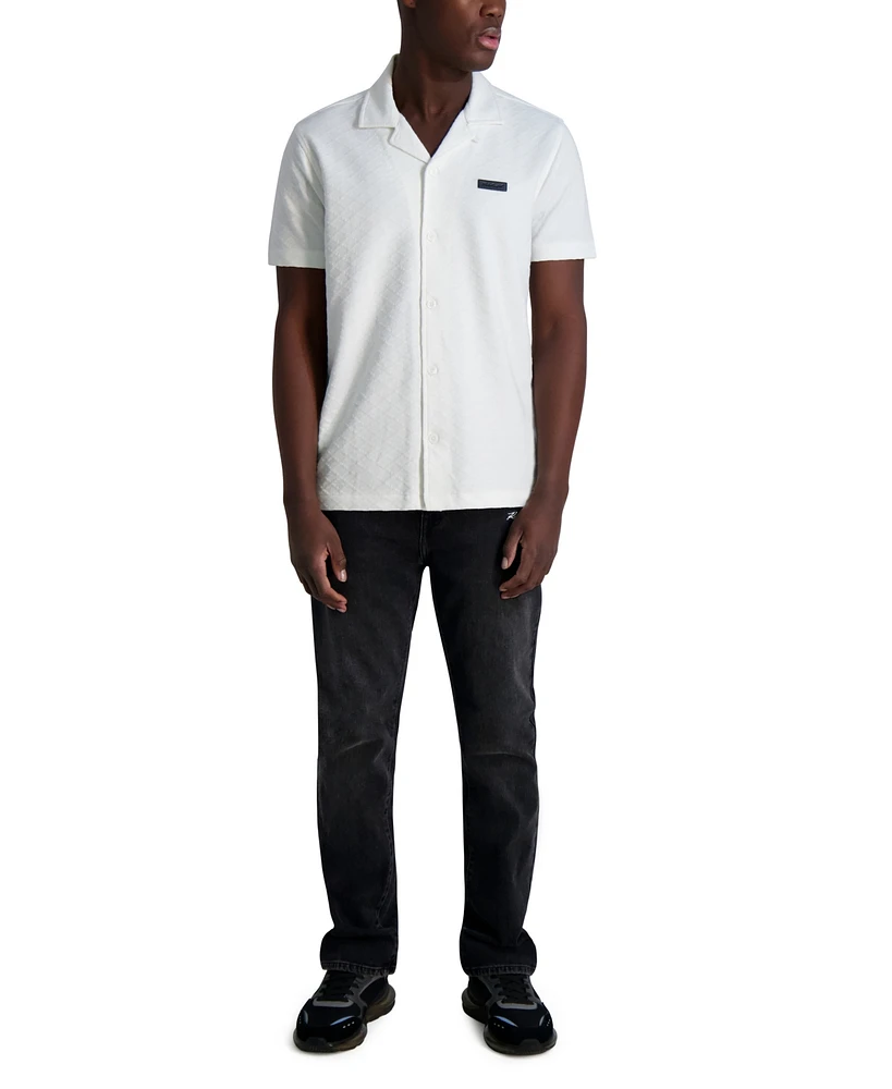 Karl Lagerfeld Paris Men's Short-Sleeve Camp Collar Shirt
