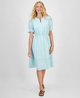 Style & Co Women's Split-Neck Cotton Eyelet Dress, Exclusively at Macy's