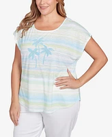 Hearts Of Palm Plus Tree Print Scoop Neck Top