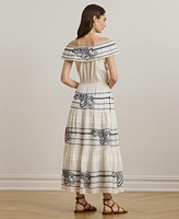 Lauren Ralph Women's Embroidered Voile Off-the-Shoulder Dress