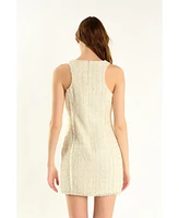 endless rose Women's Tweed Fringed Mini Dress