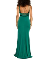 Emerald Sundae Juniors' Drapey Sweetheart-Neck Scoop-Back Gown