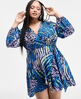 Nina Parker Trendy Plus Crinkle Wrap Dress