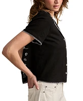 Lucky Brand Women's Embroidered Beach Camp Shirt