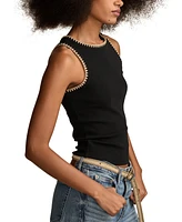 Lucky Brand Women's Crochet-Trim Crewneck Tank Top