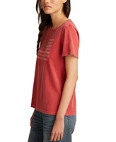Lucky Brand Women's Cotton Studded Flag Crewneck Tee
