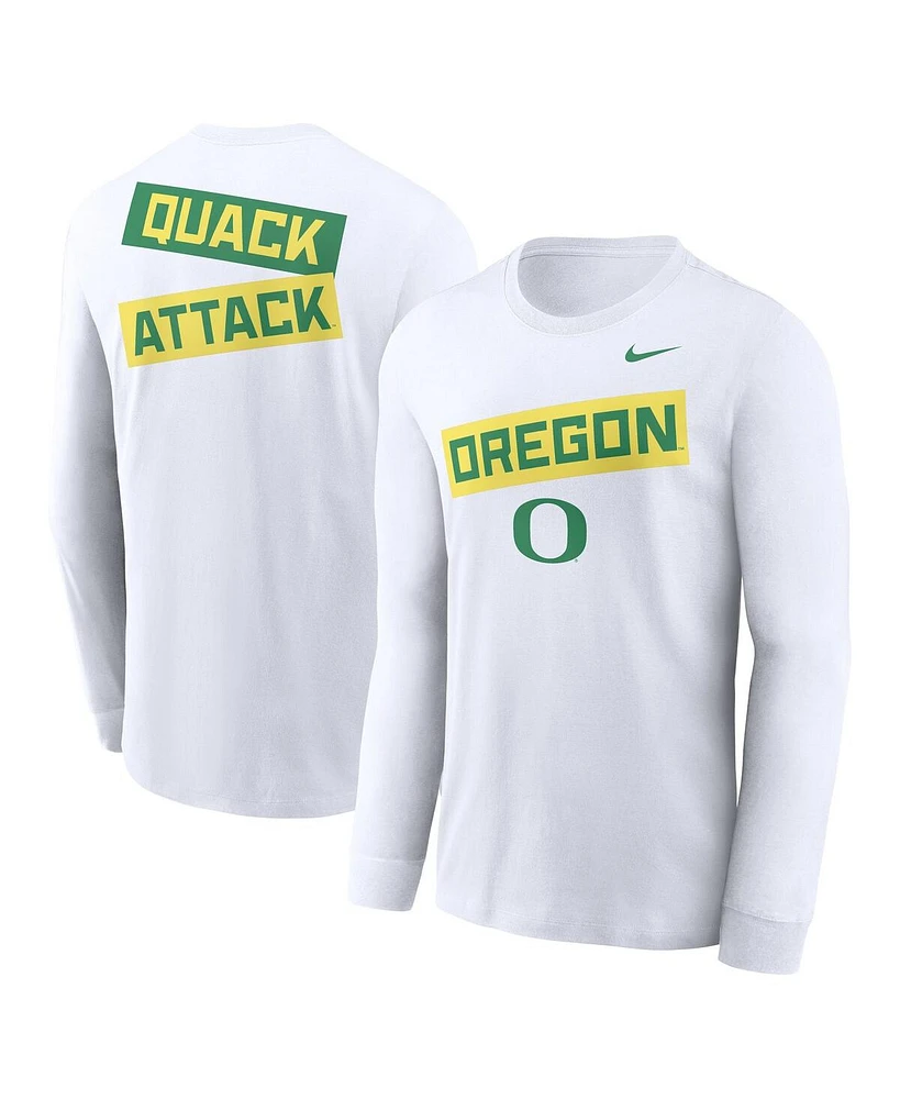 Nike Men's White Oregon Ducks Two-Hit Classic Location Long Sleeve T-Shirt